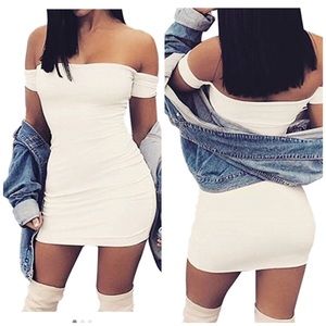 Off the shoulder white dress